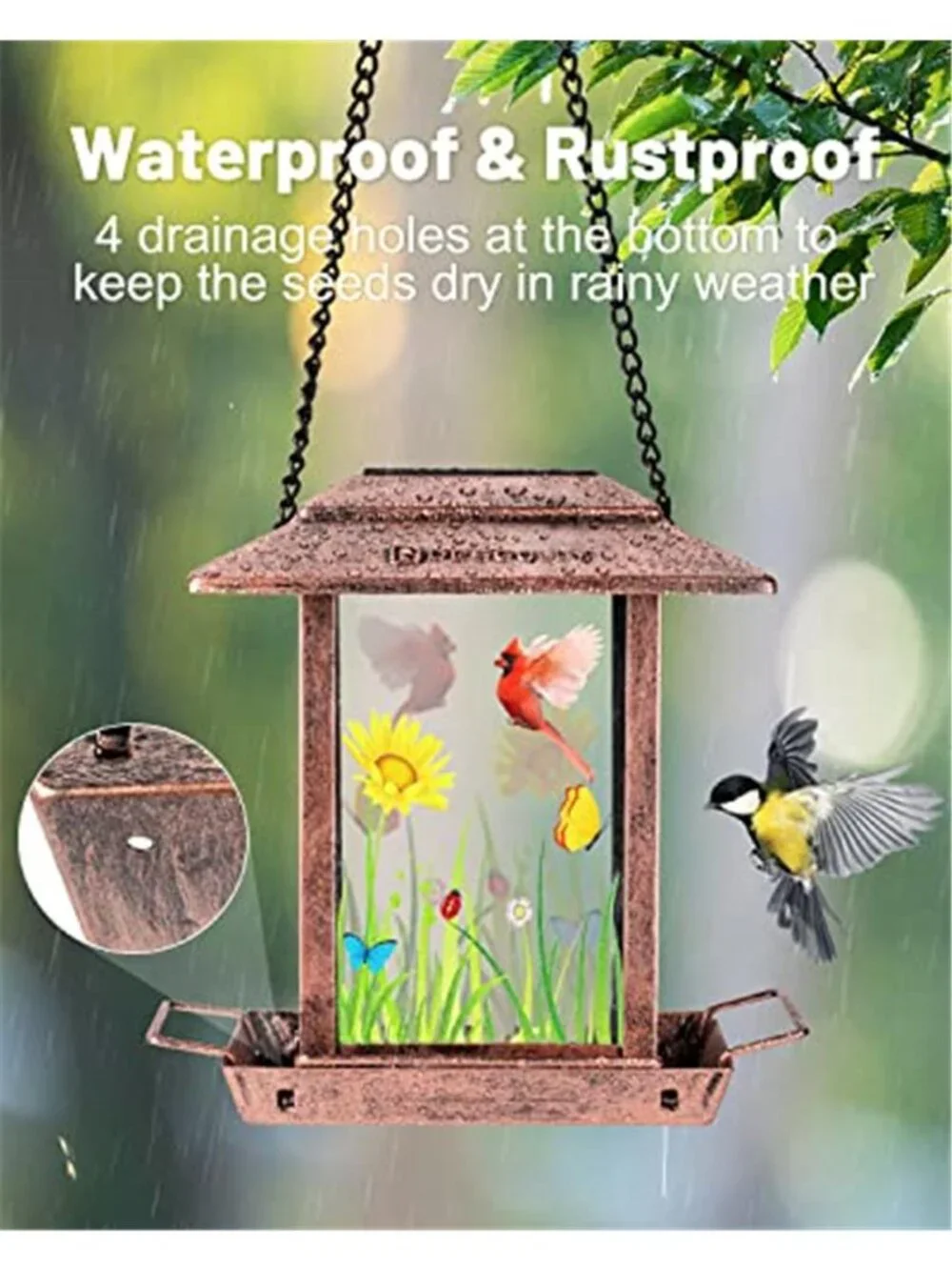Solar Bird Feeders for Outdoors - 2.5 LBs Metal Wild Large & Small Bird Feeder
